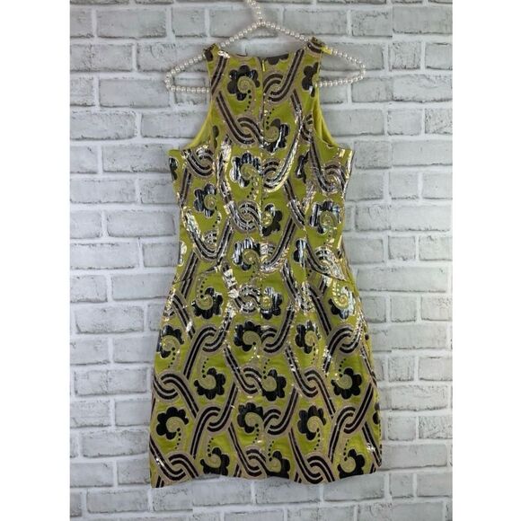 LILLY PULITZER METALLIC GREEN PEARL DRESS VINTAGE BROCADE Size 2 Holiday NEW - Picture 4 of 10